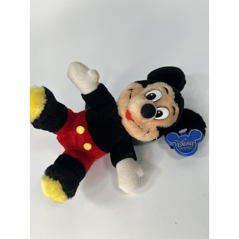 Vintage DISNEYLAND Mickey Mouse Plush 7" tongue out with Blue Plastic Tag